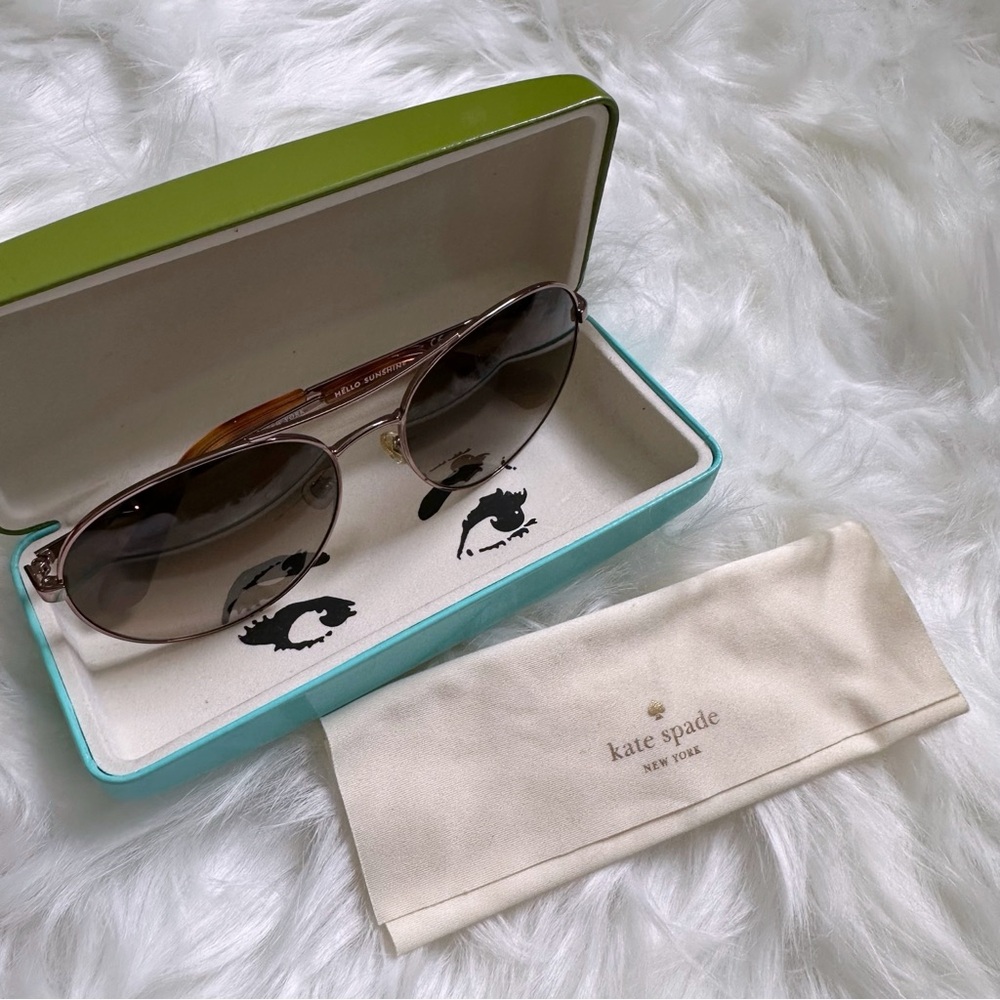 Kate Spade Aviator Sunglasses with Brown Glitter - Picture 10 of 12